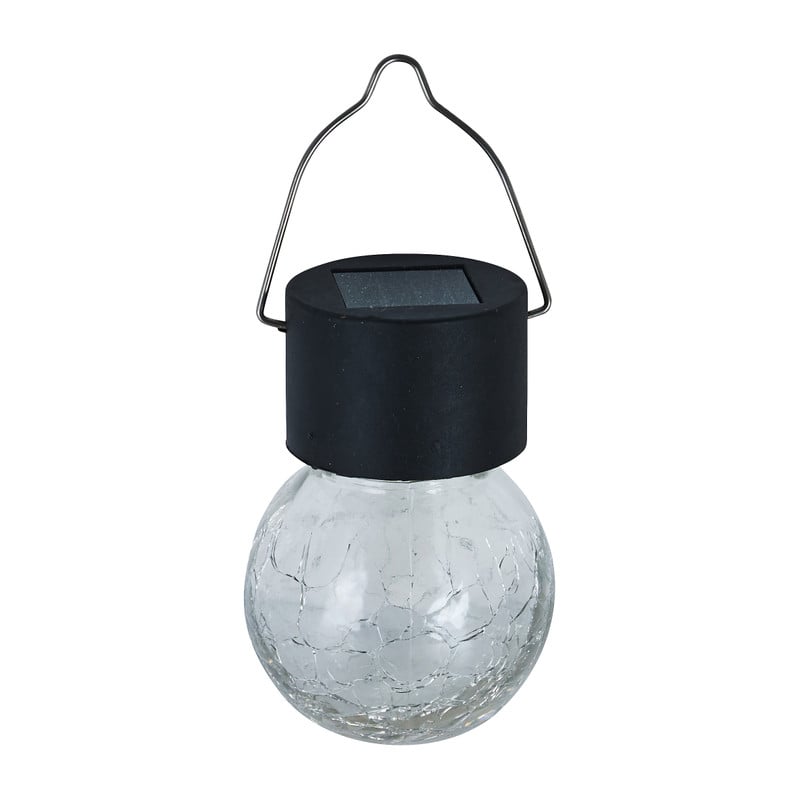 Mini solar hanglampje craquele - zwart - ø6x9 cm