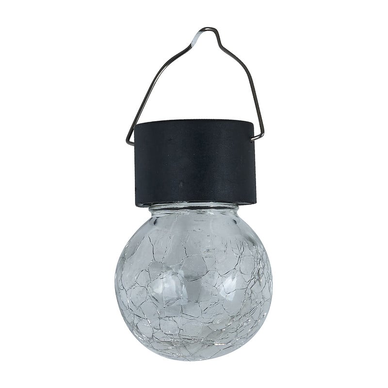 Mini solar hanglampje craquele - zwart - ø6x9 cm