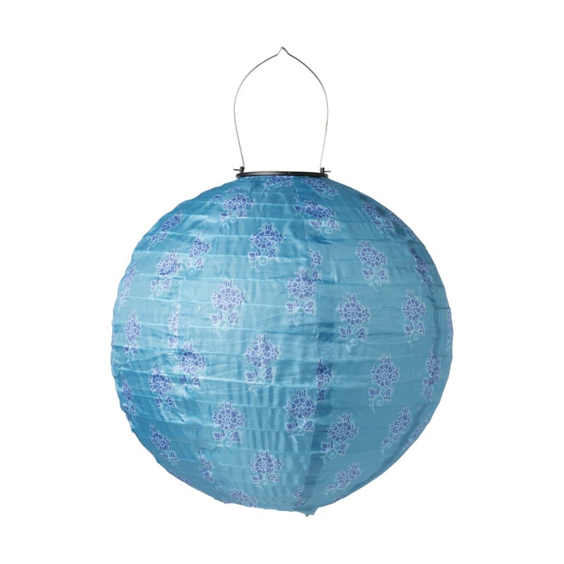 Solar lampion print - blauw - ø30x28 cm