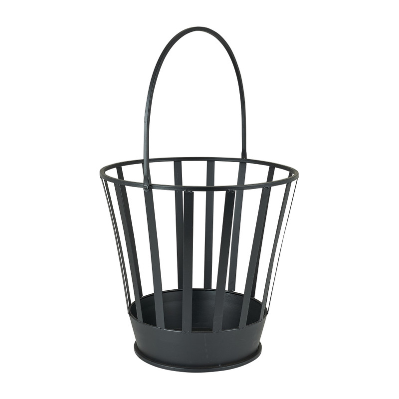 Vuurkorfmand met hengsel - metaal - ⌀38x38 cm