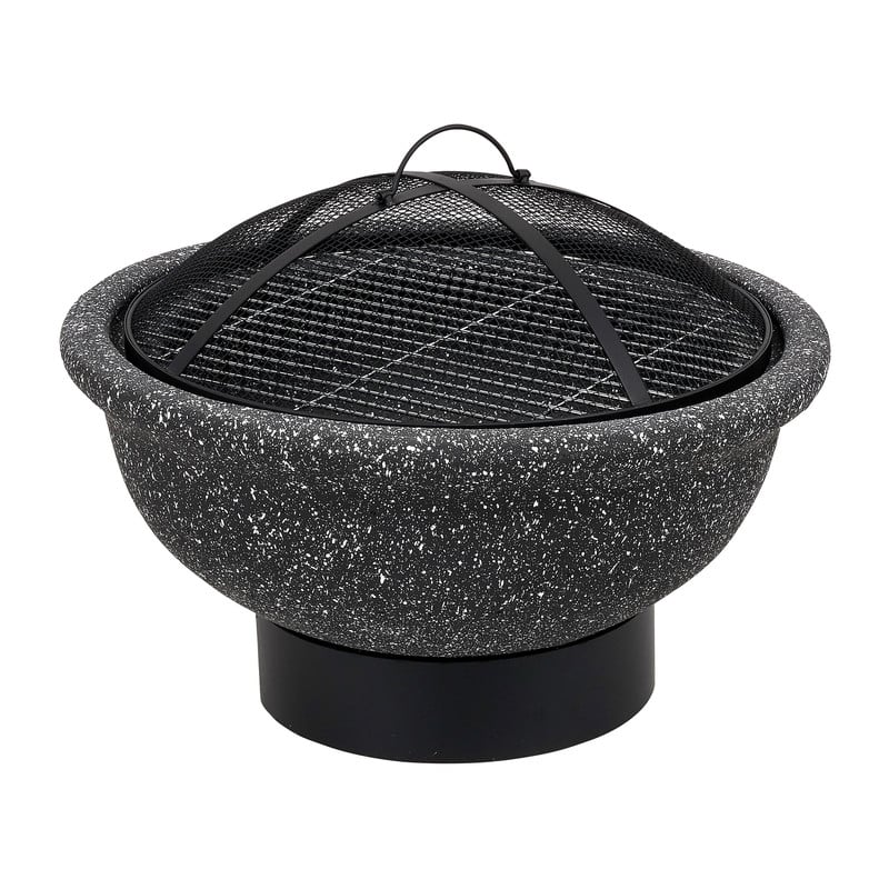 Vuurschaal met BBQ grill - zwart - 49x49x34 cm