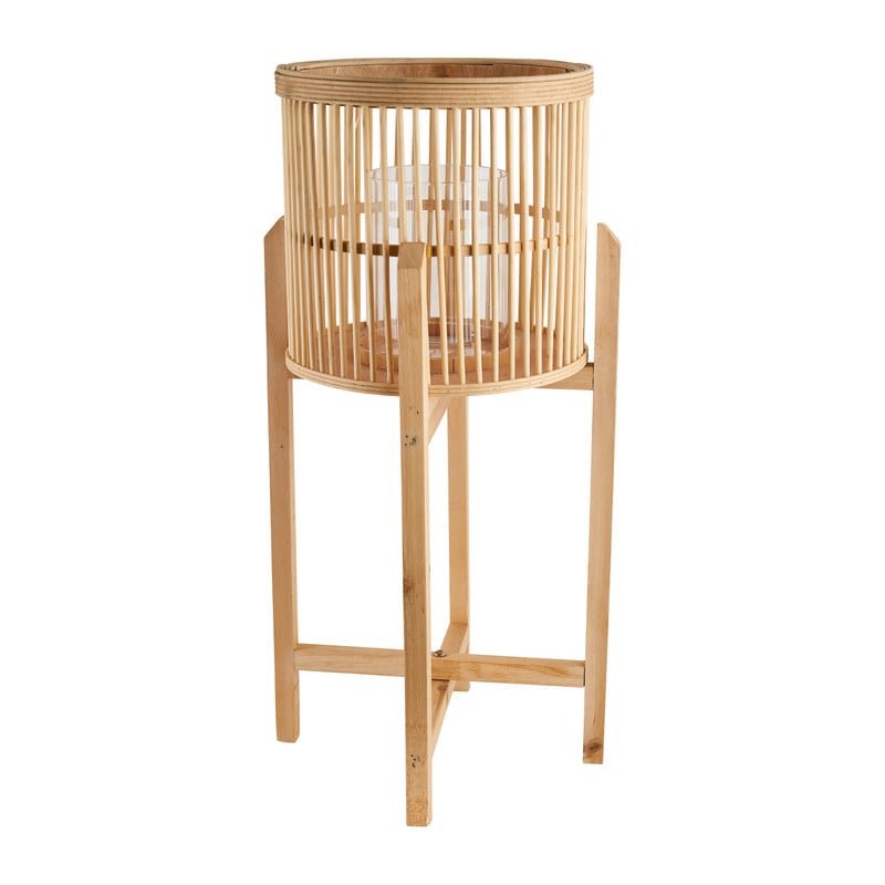Bamboe lantaarn op voetjes - naturel - 36x73 cm 