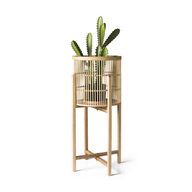 Bamboe lantaarn op voetjes - naturel - 36x73 cm 