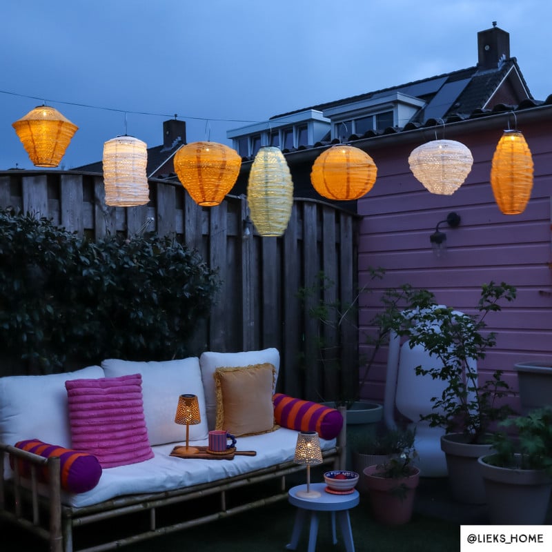 Solar barok lampion ovaal - wit - ø20x42 cm