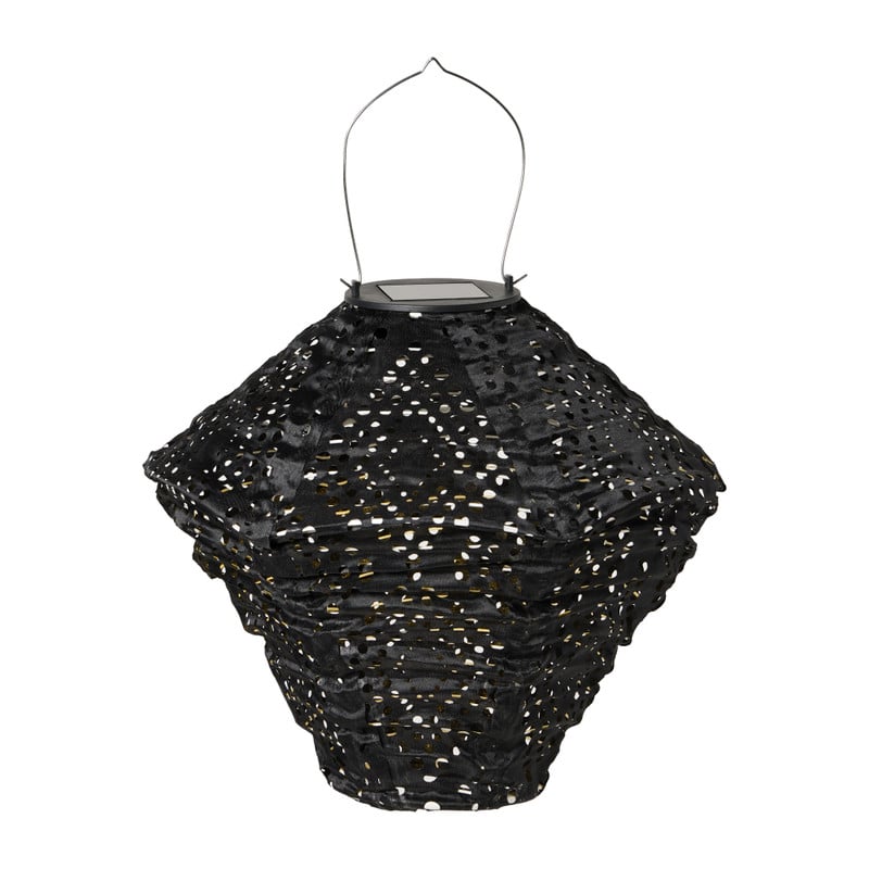 Solar barok lampion ruit - zwart -  ø24x28 cm