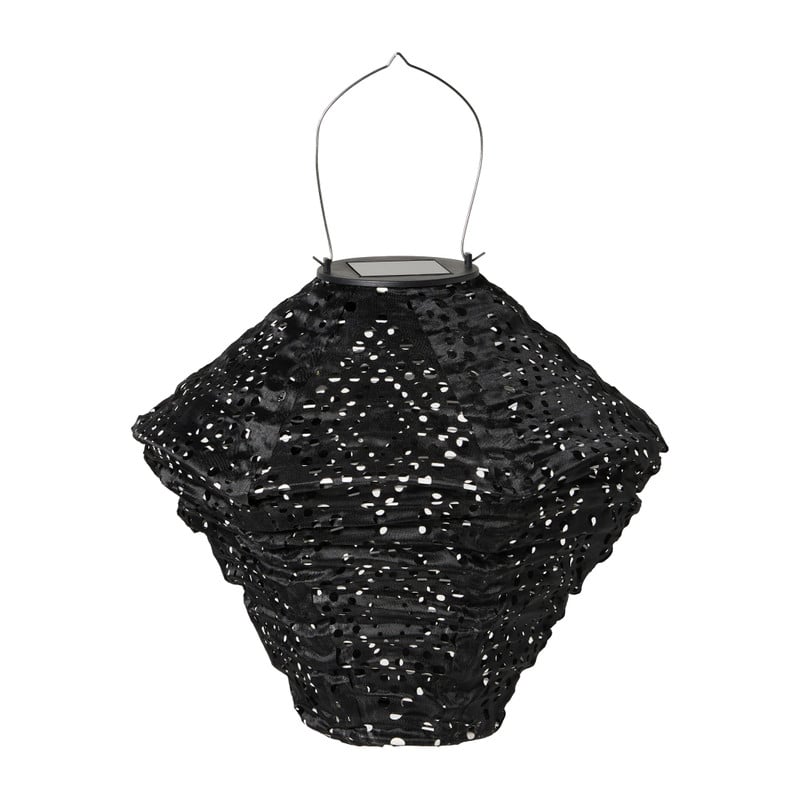 Solar barok lampion ruit - zwart -  ø24x28 cm