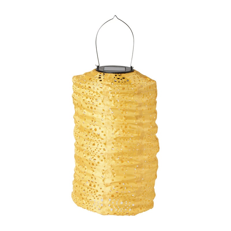 Solar barok lampion cilinder - geel - ø18x33 cm