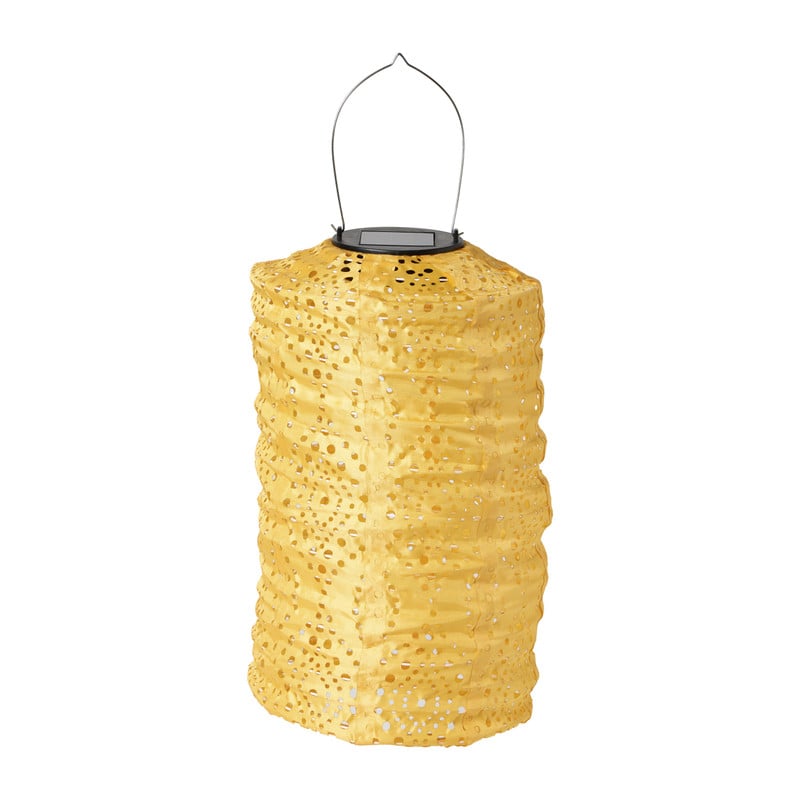 Solar barok lampion cilinder - geel - ø18x33 cm