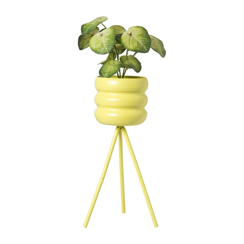 Bloempot bubbles op voet klein - geel - ø15x45 cm