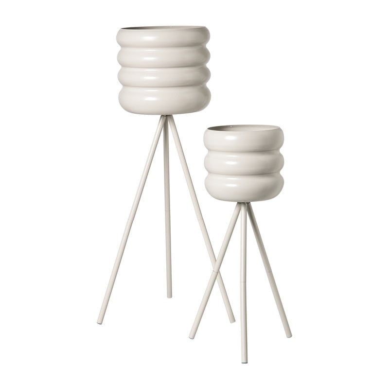 Bloempot bubbles op voet klein - beige - ø15x45 cm
