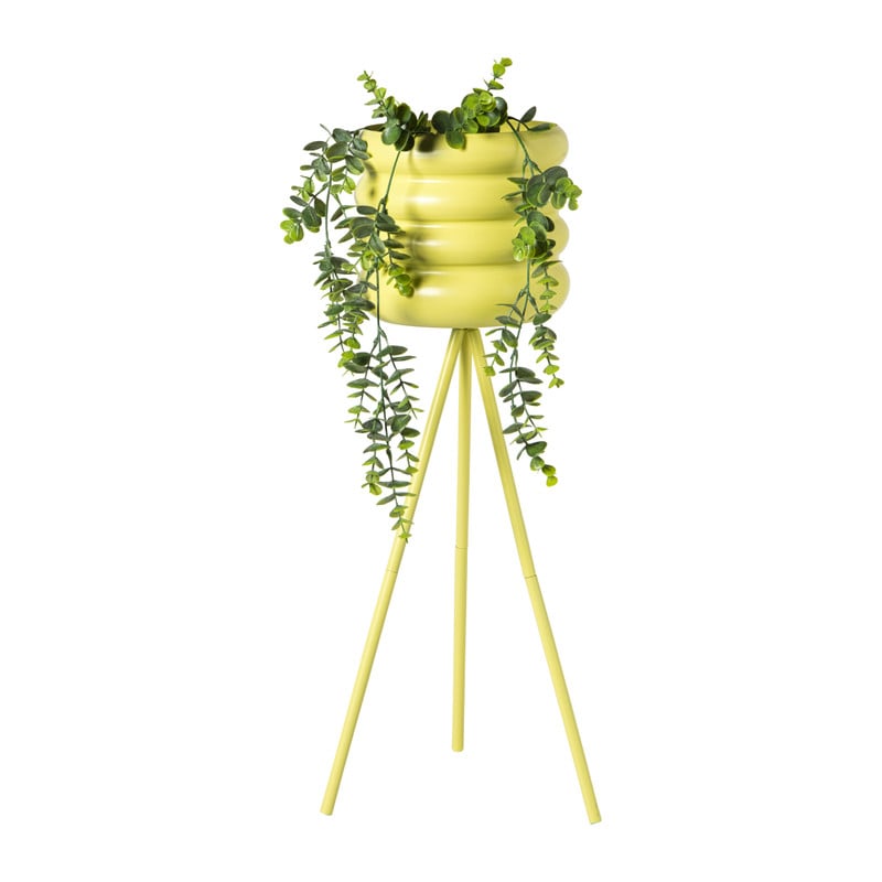 Bloempot bubbles op voet groot - geel - ø22x65 cm