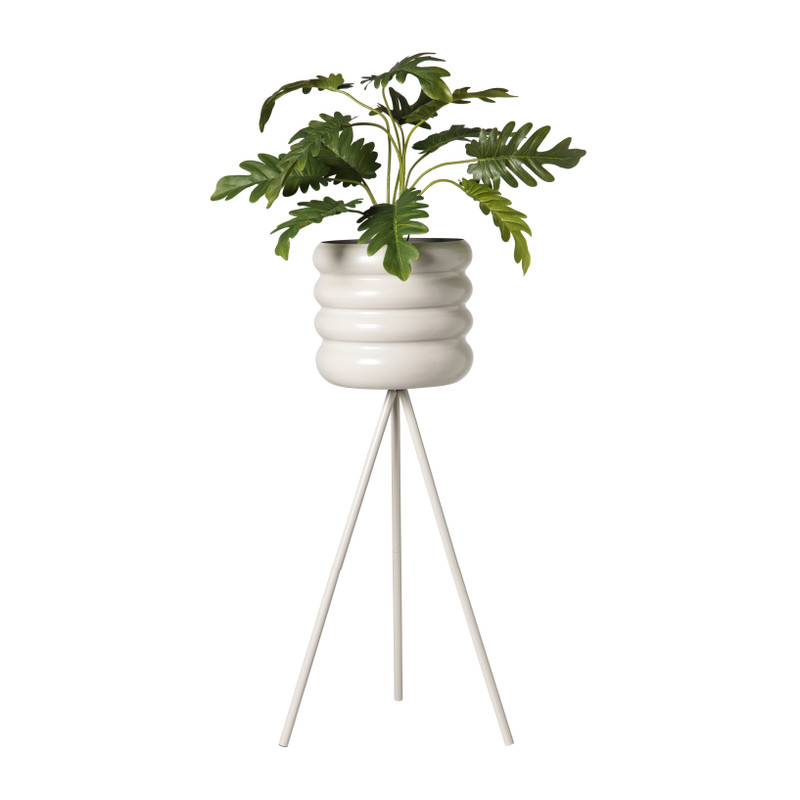 Bloempot bubbles op voet groot - beige - ø22x65 cm