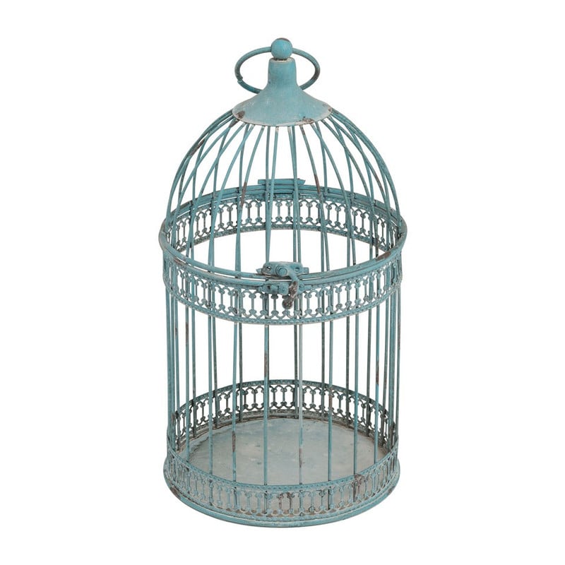 Vogelkooi deco - 18x35 cm - antiek blauw 