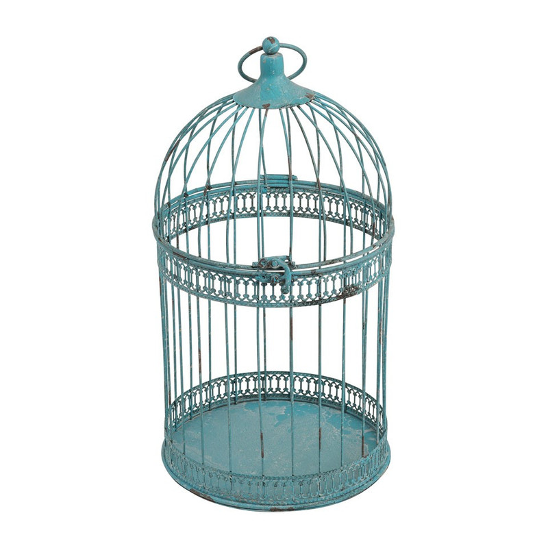 Vogelkooi deco - 22x41 cm - antiek blauw