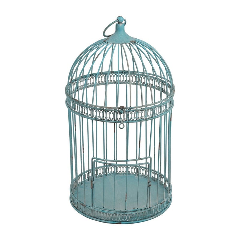 Vogelkooi deco - 25x46 cm - antiek blauw