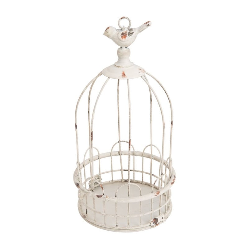 Vogelkooi deco - 17x31 cm - wit