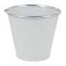 Bloempotje wit - zilveren rand - 11 cm