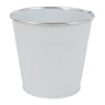 Bloempotje wit - zilveren rand - 16 cm