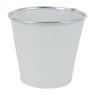 Bloempotje wit - zilveren rand - 13 cm