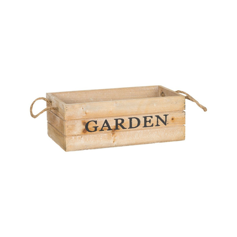 Kistje garden met touwgrepen - 25x12 cm - bruin