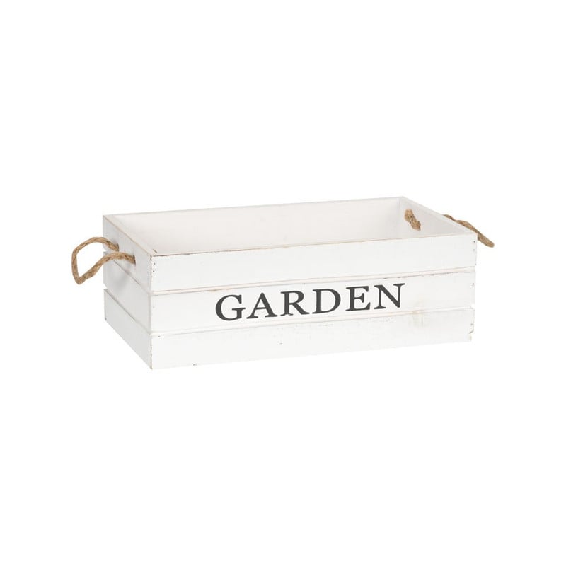Kistje garden met touwgrepen - 29x15 cm - wit