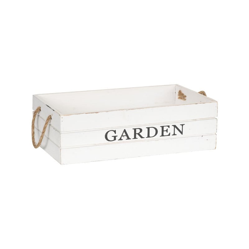 Kistje garden met touwgrepen - 33x20 cm - wit