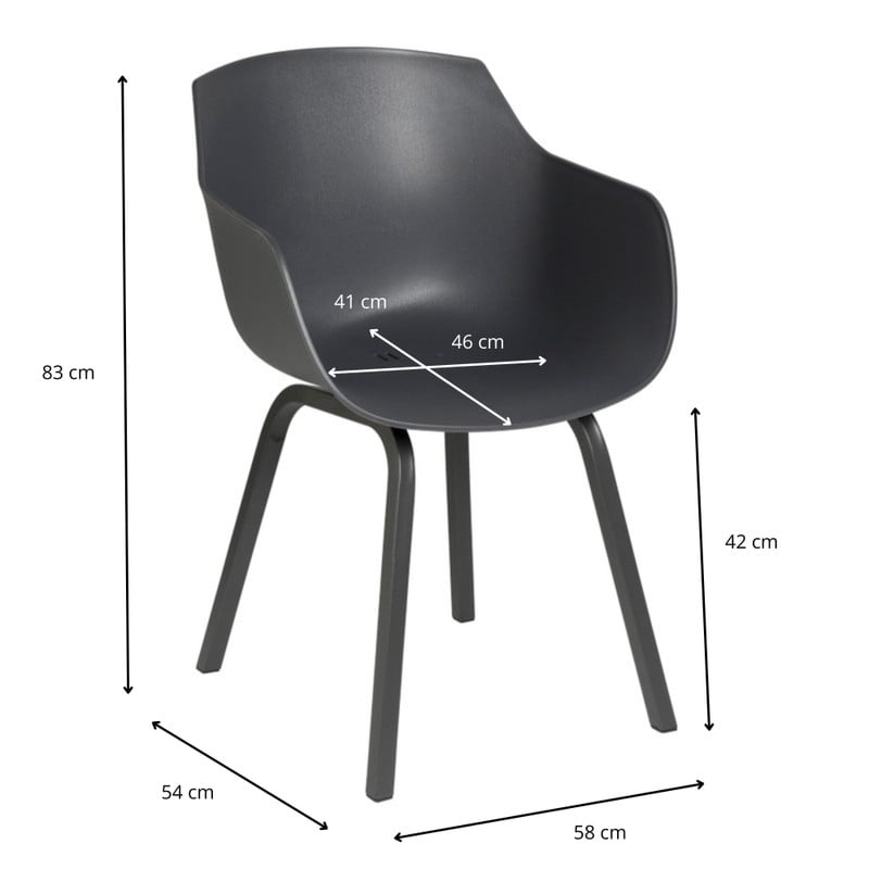 Tuinstoel Nena - donkergrijs - 83x58x54 cm
