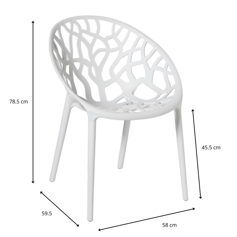 Stapelbare tuinstoel Palma - wit - 78.5x58x59.5 cm