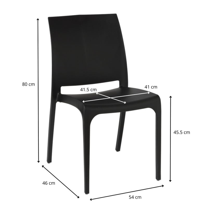Stapelbare tuinstoel Sara - zwart - 80x54x46 cm