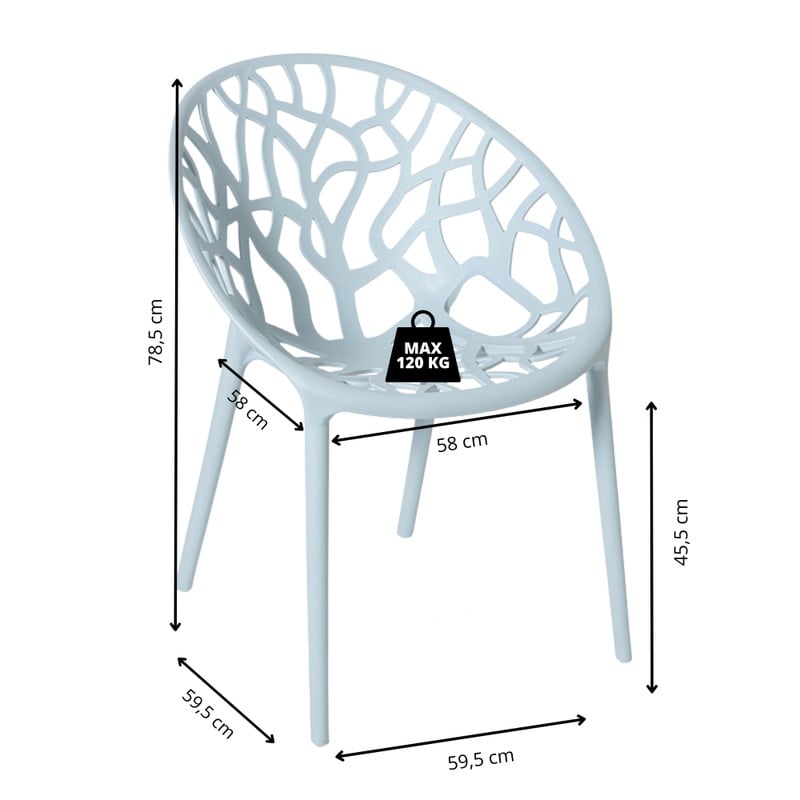 Stapelbare tuinstoel Palma - blauw - 78.5x58x59.5 cm