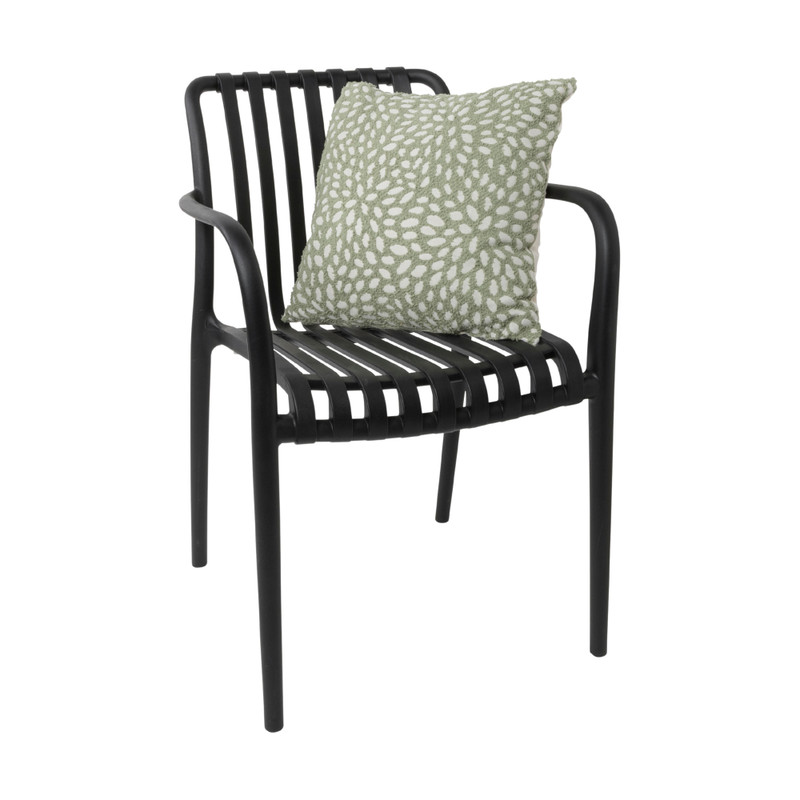 Stapelbare tuinstoel Lea met armleuning - zwart - 80x58x55 cm