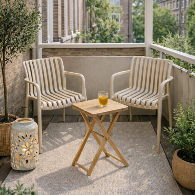 Stapelbare tuinstoel Lea met armleuning - beige - 80x58x55 cm