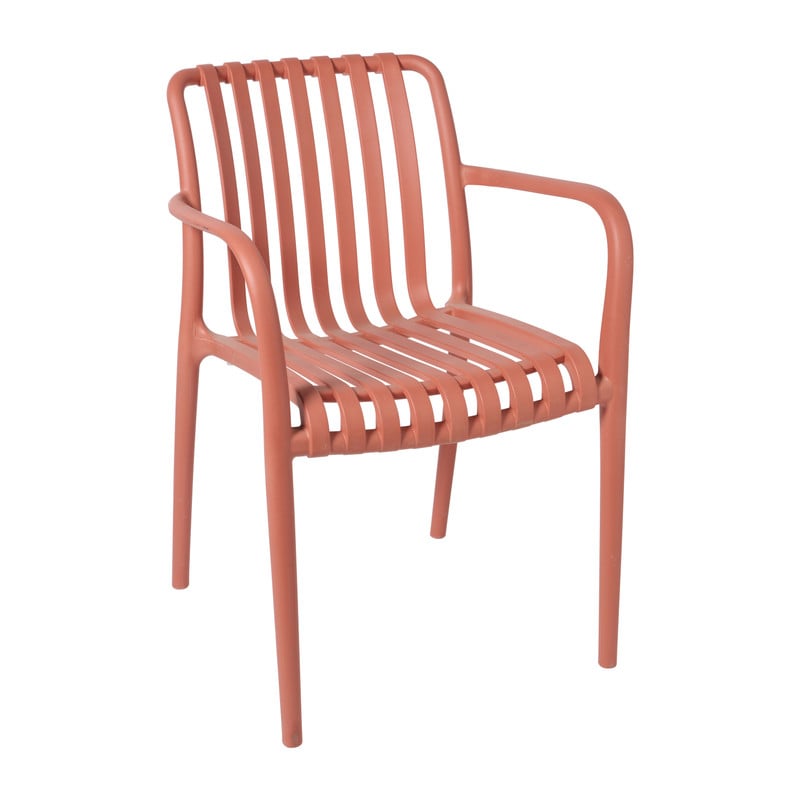 Stapelbare tuinstoel Lea met armleuning - koraalrood - 80x58x55 cm