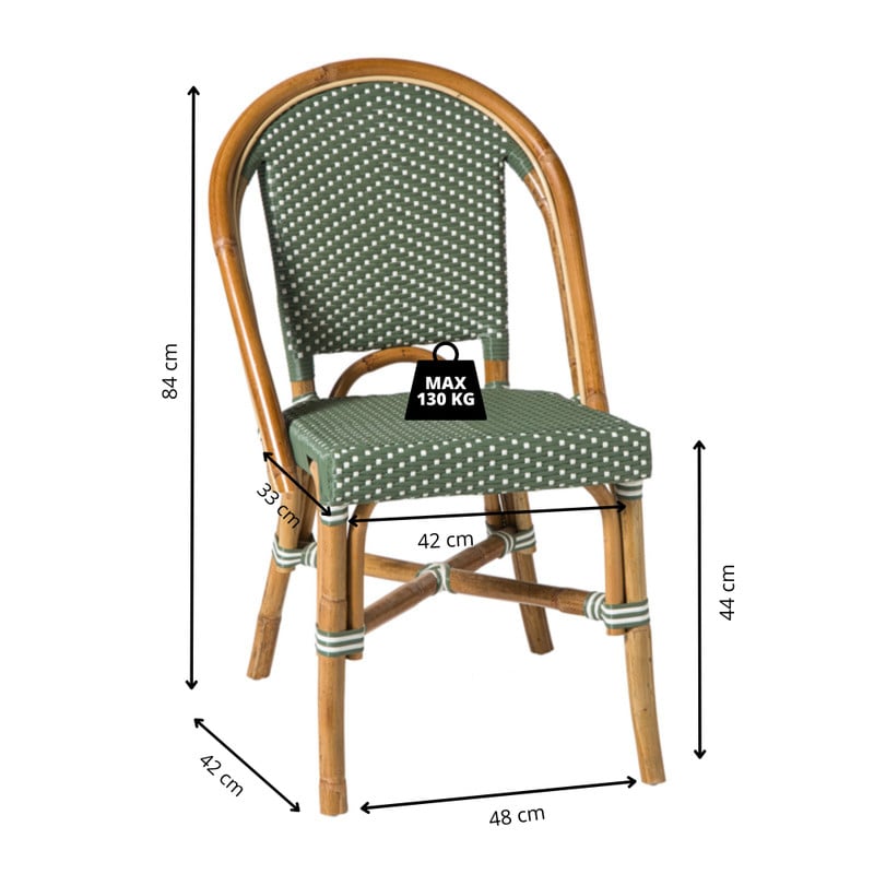 Bistrostoel Paris - groen/wit - 87x57x48 cm