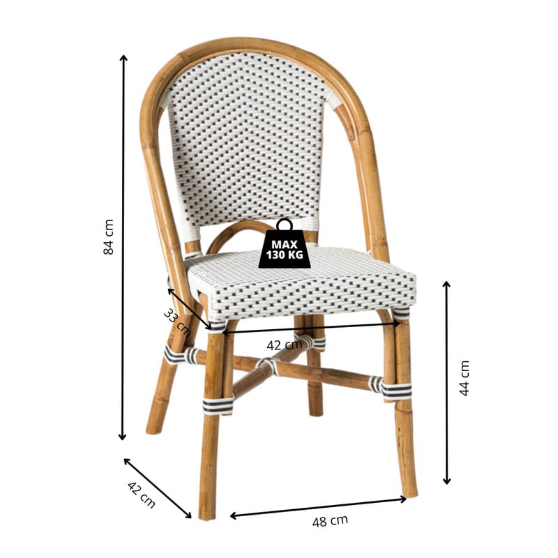 Bistrostoel Paris - zwart/wit - 87x57x48 cm