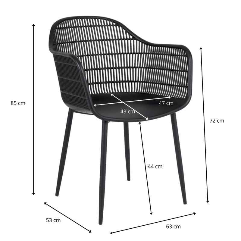 Tuinstoel Elisa - zwart - 85x63x53 cm 