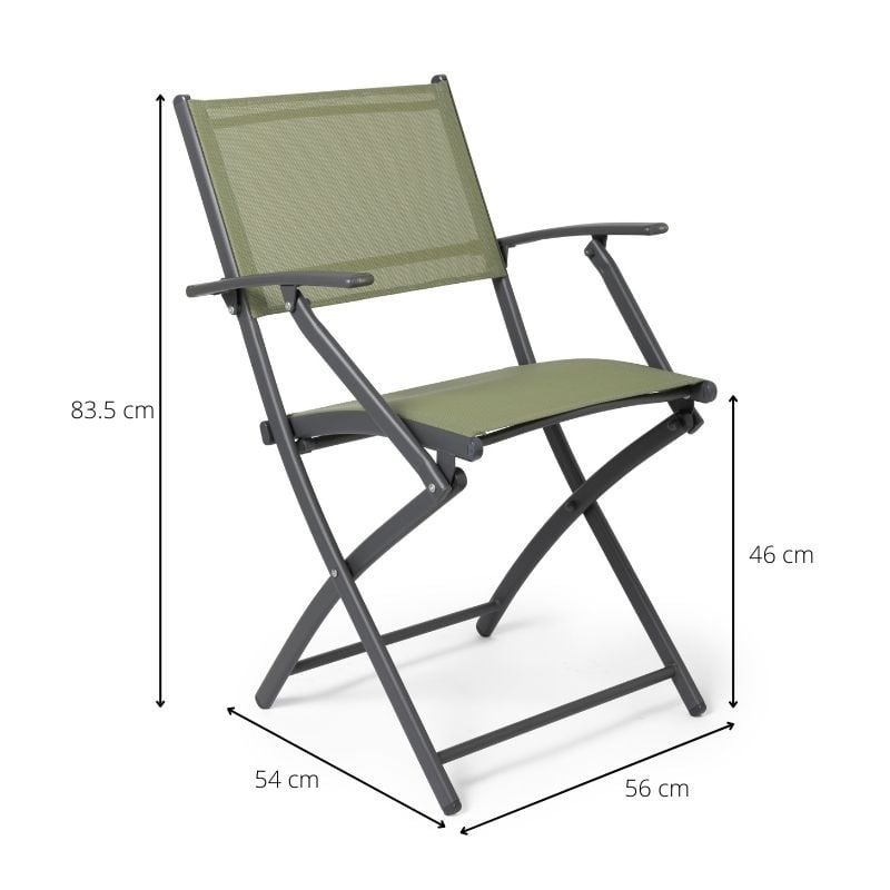 Vouwstoel - groen - met armleuning - 54x56x83.5 cm