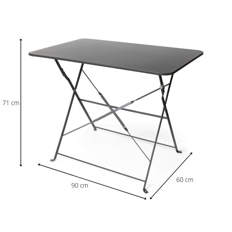 Bistrotafel rechthoekig - antraciet - 90x60x71 cm