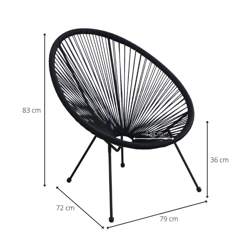 Tuinstoel Hawaii - zwart - 72x79x83 cm