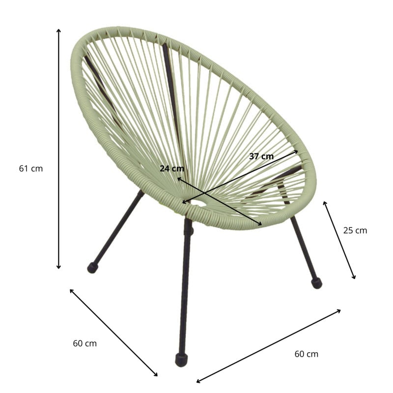 Kinderstoel Hawaii - groen - ø60x61 cm 