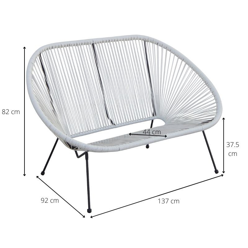 Tuinbank Hawaii - wit - 137x92x85 cm