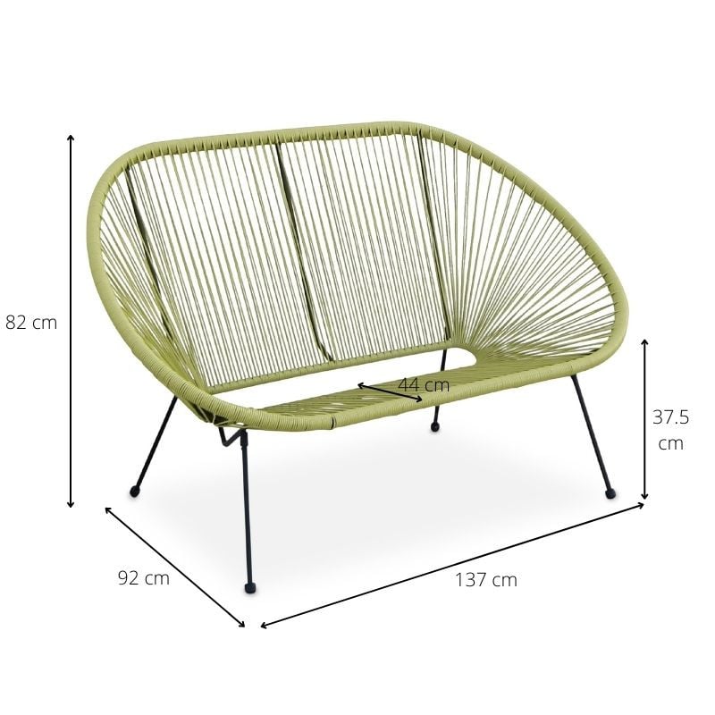 Tuinbank Hawaii - groen - 137x92x85 cm