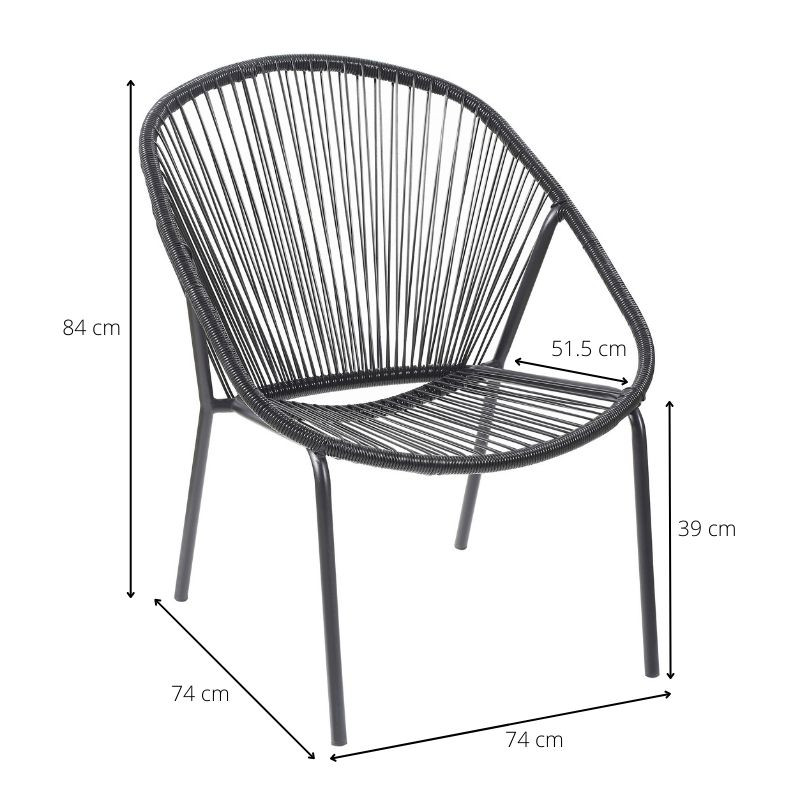 Tuinstoel Hawaii - zwart - 84x74x74 cm