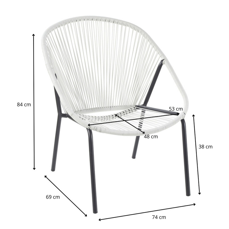 Tuinstoel Hawaii - wit - 84x74x69 cm 