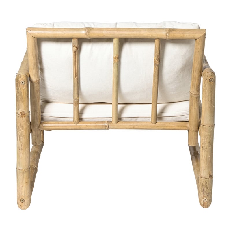 Bamboe tuinfauteuil Hanoi - bruin/wit - 70x75x75 cm