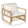 Bamboe tuinfauteuil Hanoi - bruin/wit - 70x75x75 cm