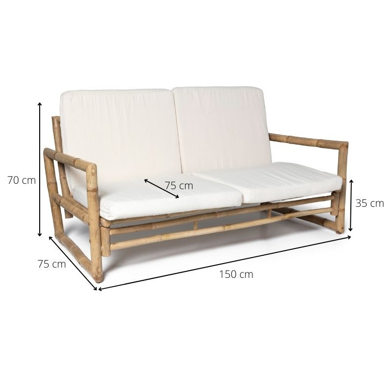 Bamboe bank 2-zits - 150x75x70 cm 