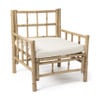 Fauteuil met kussen - bamboe - naturel/wit - 80x70x70 cm 