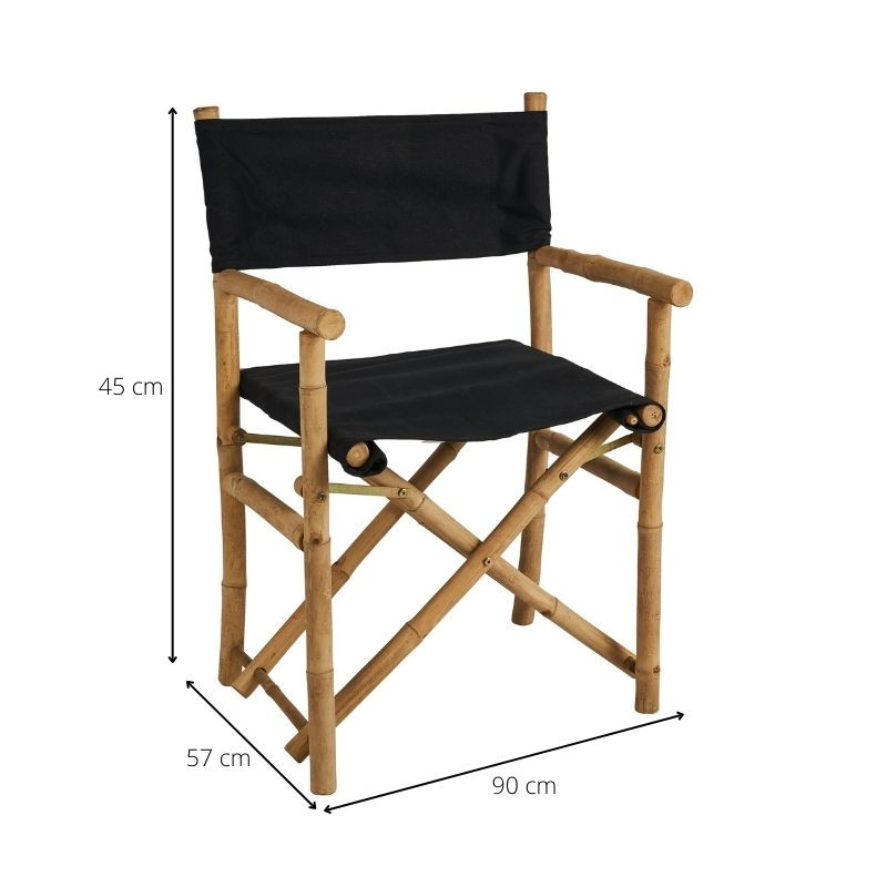 Regisseurstoel bamboe - zwart/naturel - 90x57x45 cm