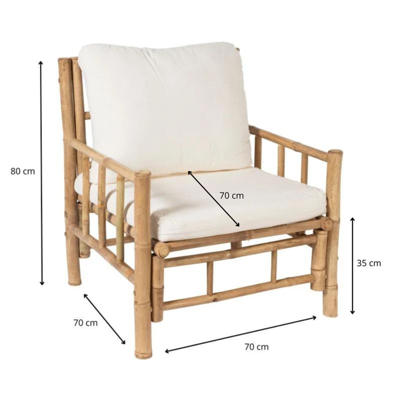 Bamboe fauteuil padang - 80x70x70 cm